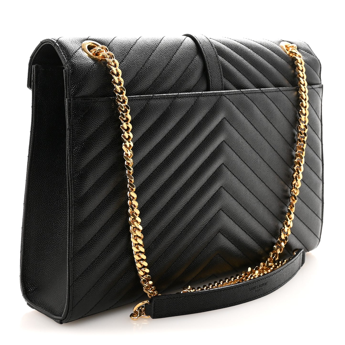 Grain De Poudre Matelasse Chevron Large Monogram Satchel Black