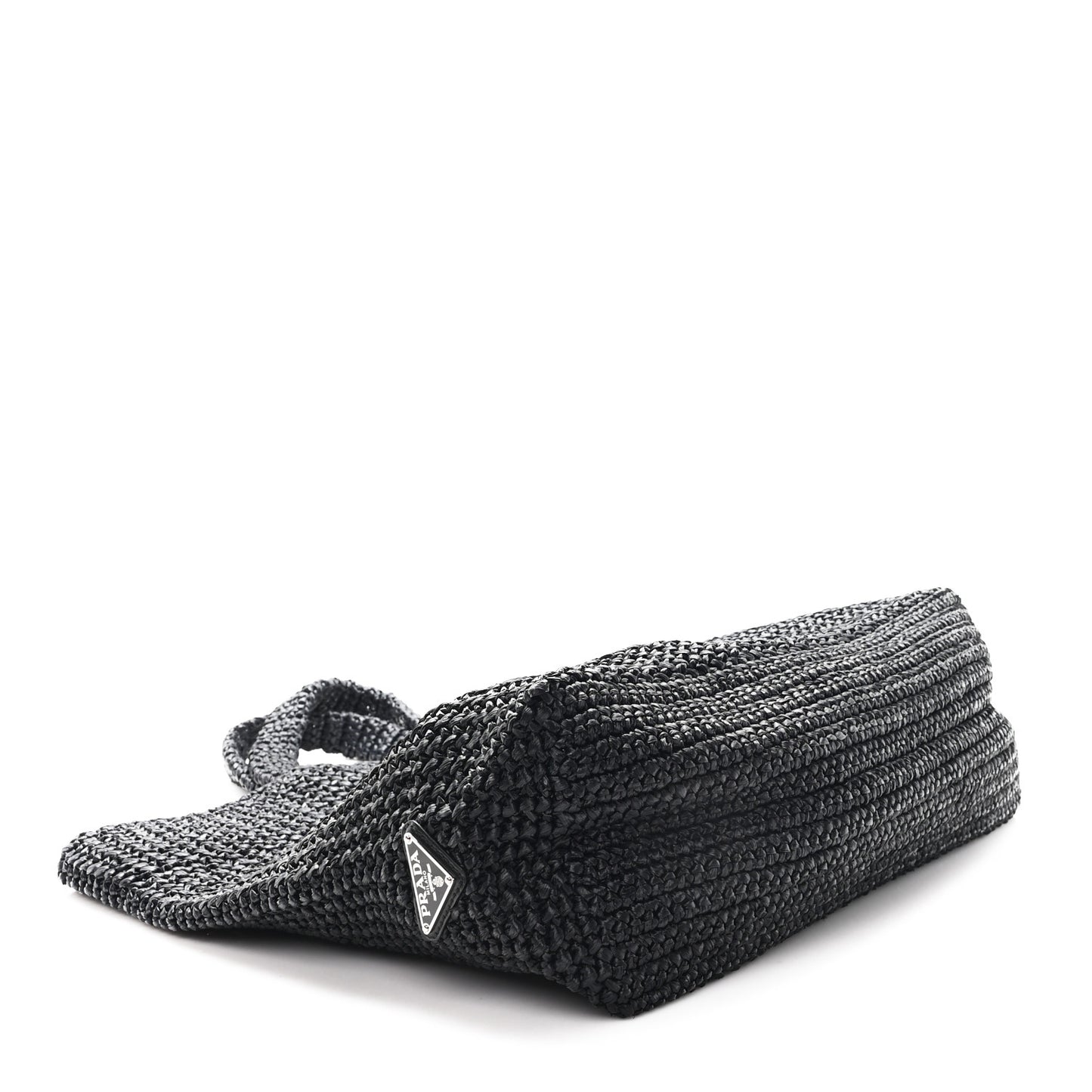 Yarn Raffia Effect Crochet Large Logo Tote Black