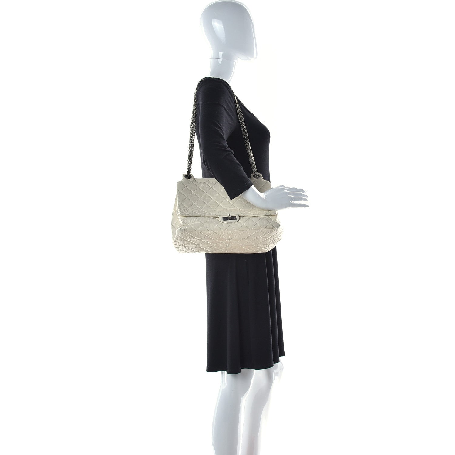 Chanel Aged Calfskin Quilted Reissue 2.55 Accordion Flap White 2 of 18