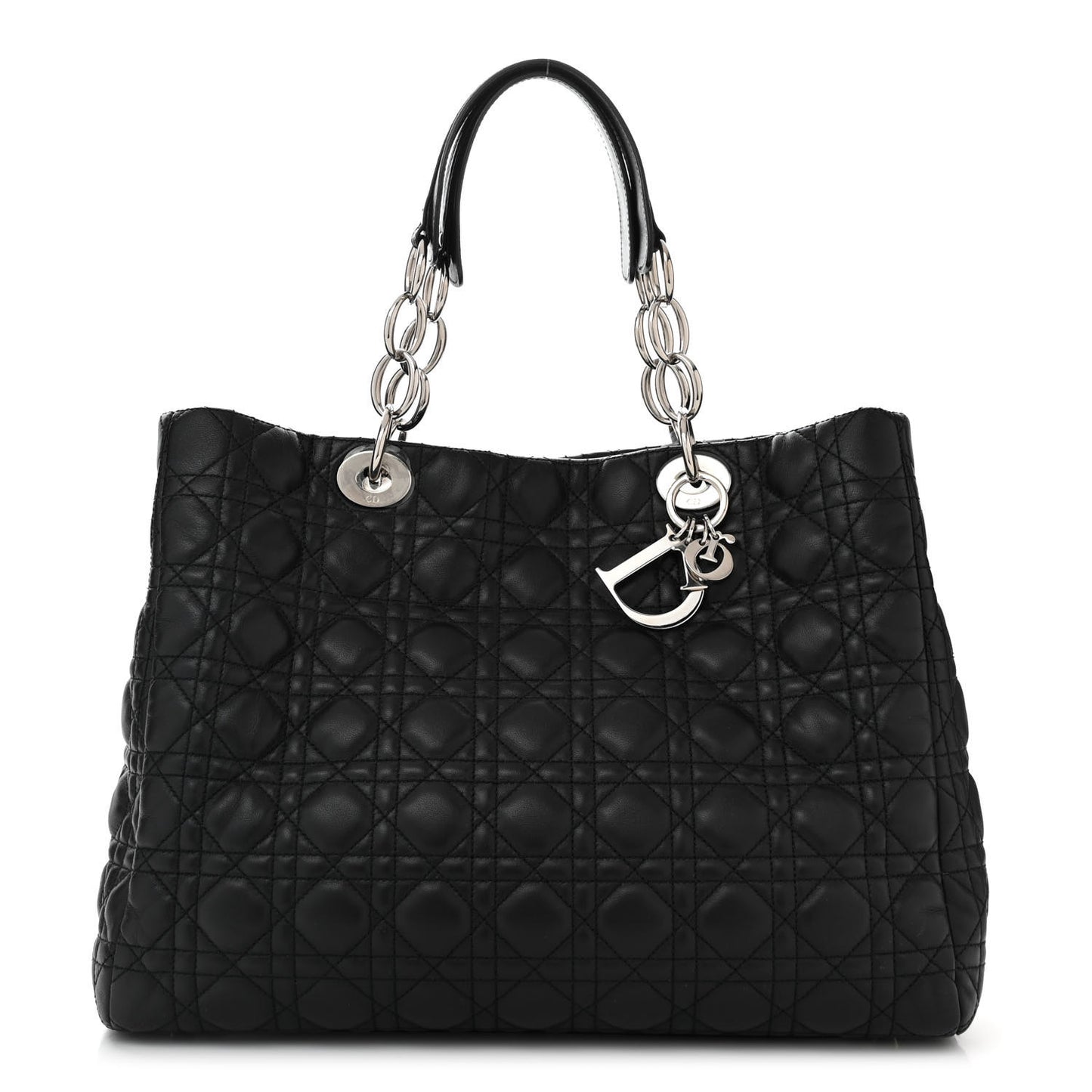 Lambskin Cannage Medium Dior Soft Shopping Tote Black