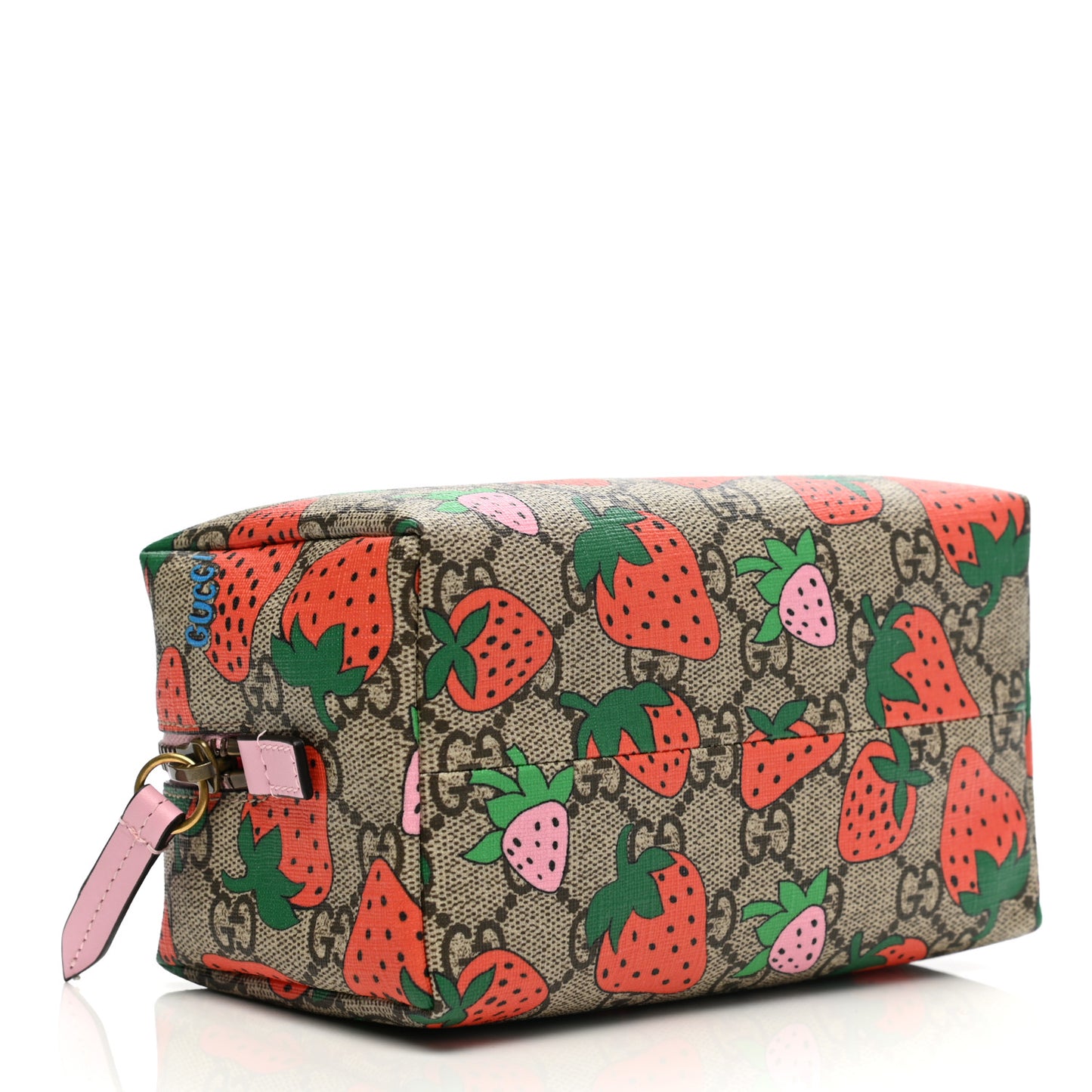 GG Supreme Monogram Strawberry Cosmetic Case