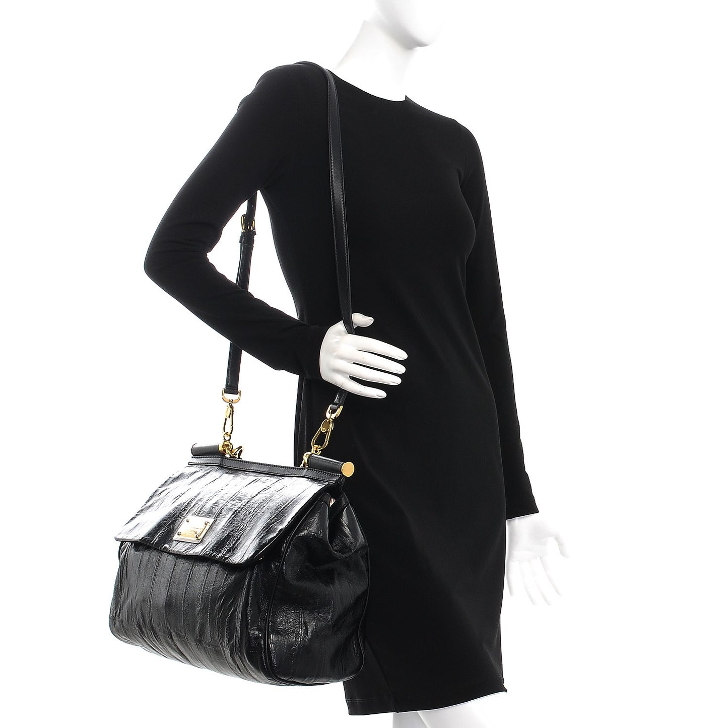 Eel Large Miss Sicily Satchel Black