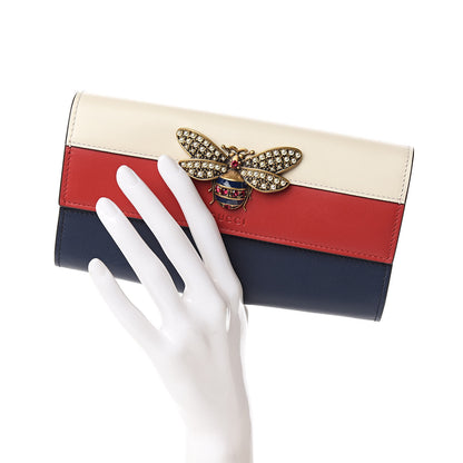 Gucci Calfskin Queen Margaret Flap Wallet Blue Agata Hibiscus Red Mystic White 2 of 8