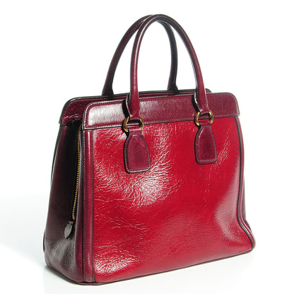 Miu Miu Vitello Shine Madras Tote Rubino 3 of 10