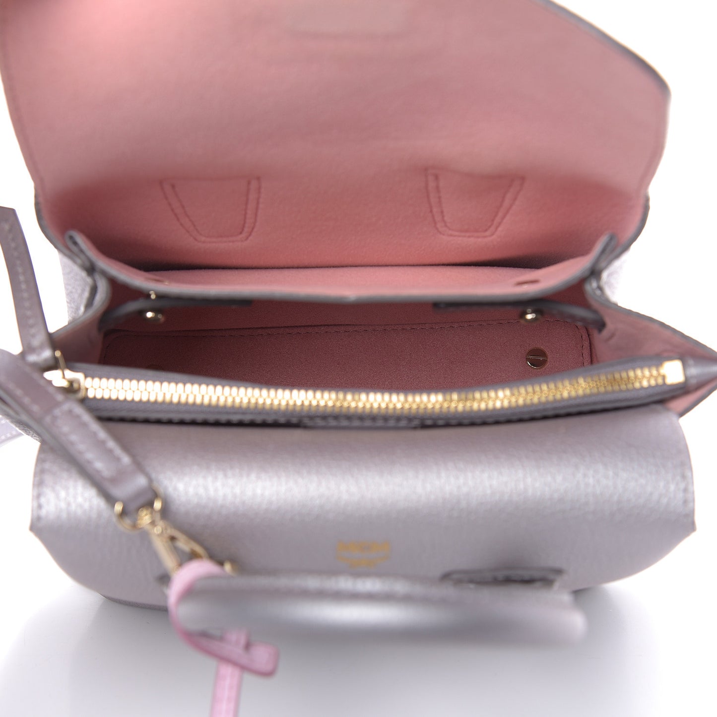 Metallic Grained Calfskin Mini Milla Tote Spike Silver