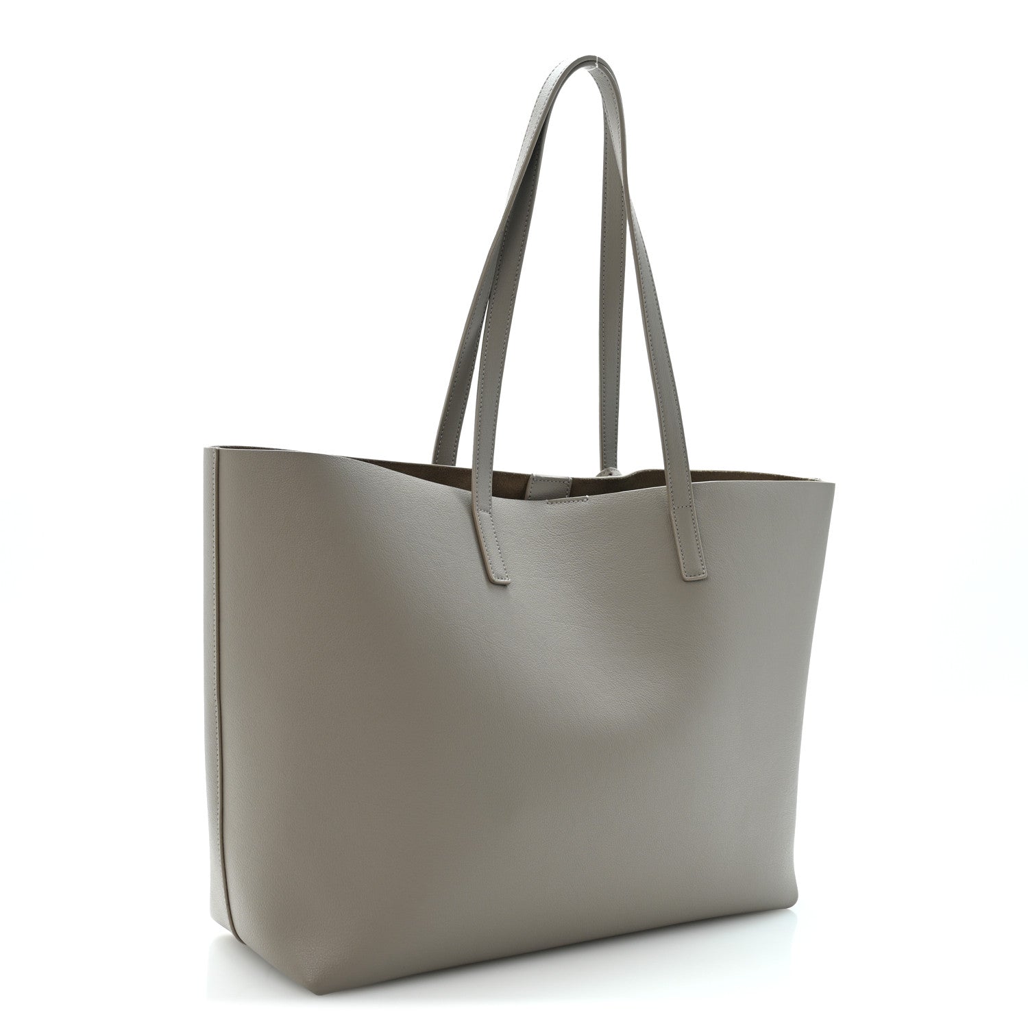 Saint Laurent Calfskin Large Shopping Tote Oyster Gray 4 of 12