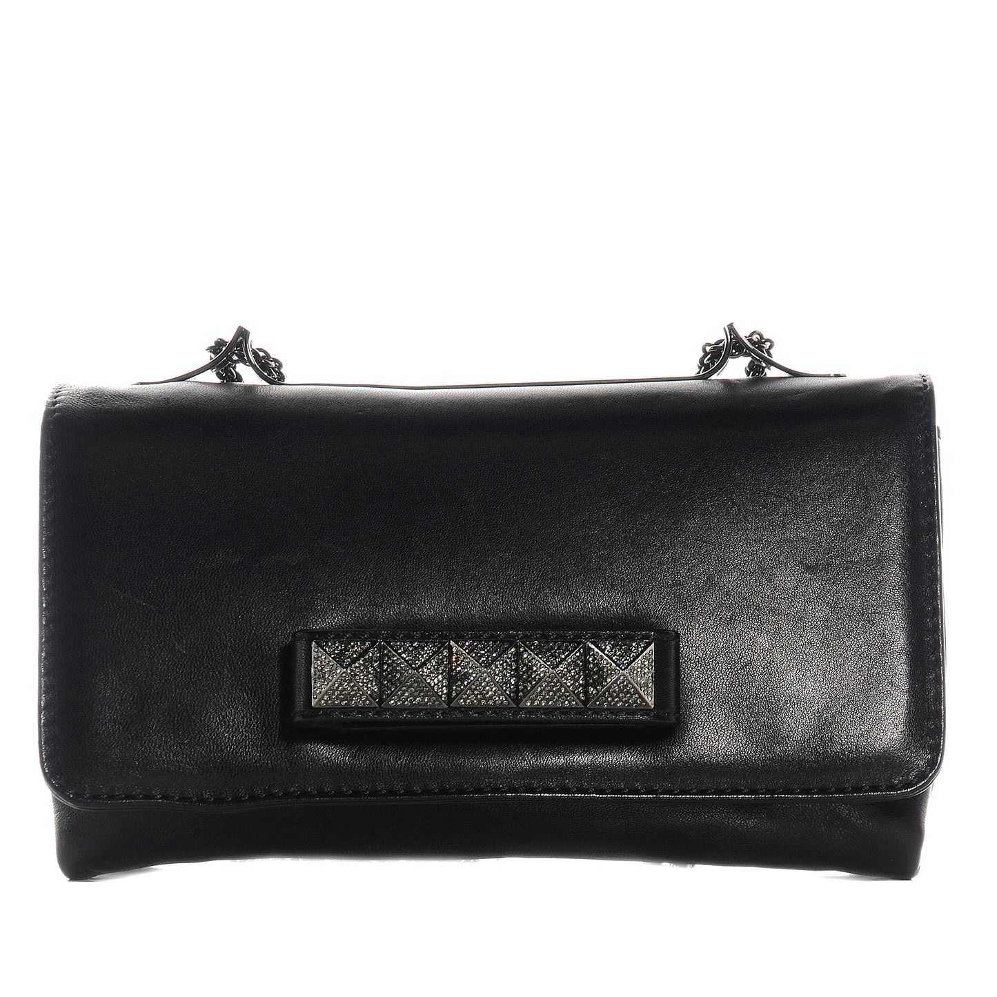 Nappa Crystal Encrusted Studs Va Va Voom Shoulder Bag Black