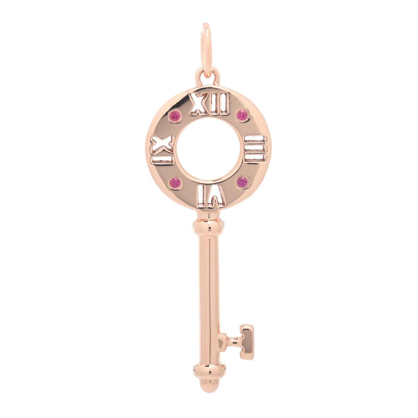 18K Rose Gold Ruby Atlas Pierced Key Pendant