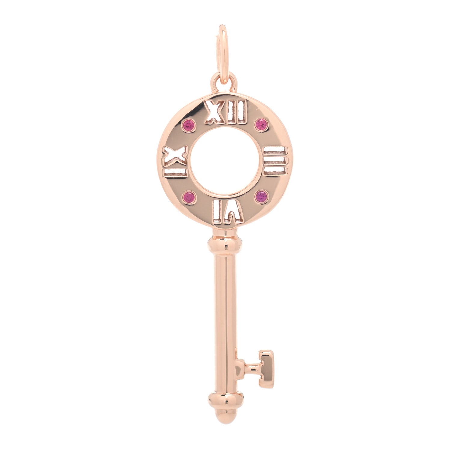 Tiffany 18K Rose Gold Ruby Atlas Pierced Key Pendant 1 of 3