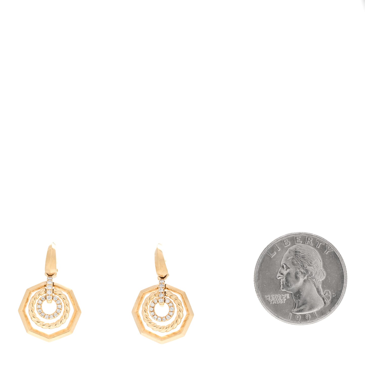 18K Yellow Gold Diamond 16mm Stax Drop Earrings