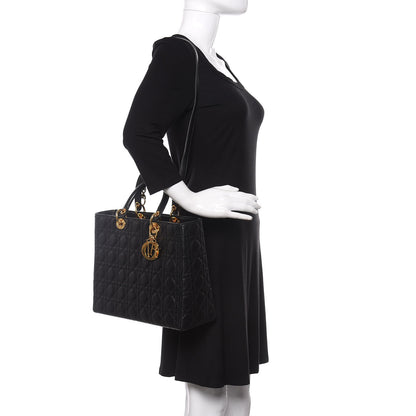Christian Dior Lambskin Cannage Large Lady Dior Black 2 of 8