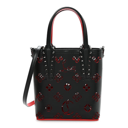Christian Louboutin Calfskin Loubinthesky Perforated Spikes Mini North South Cabata Tote Black 1 of 11