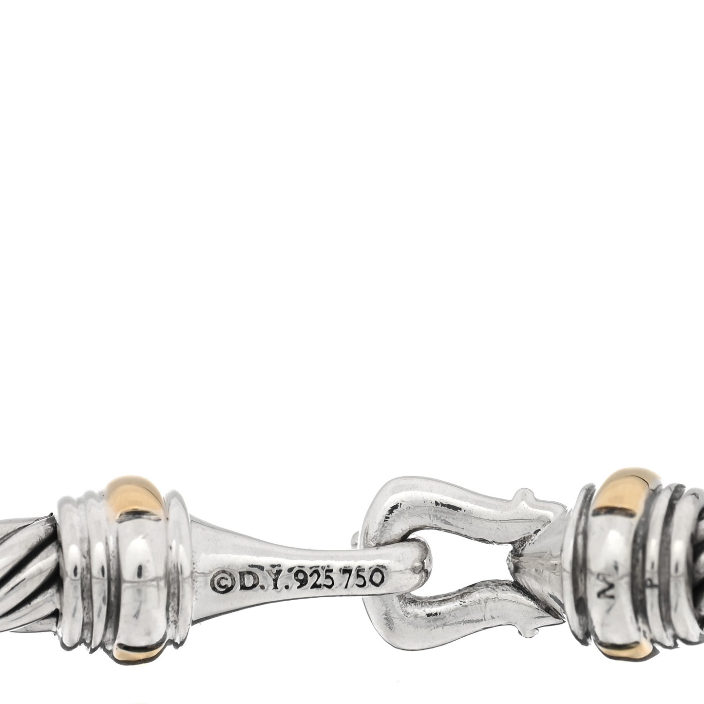 Sterling Silver 18K Yellow Gold 4mm Cable Classic Buckle Bracelet
