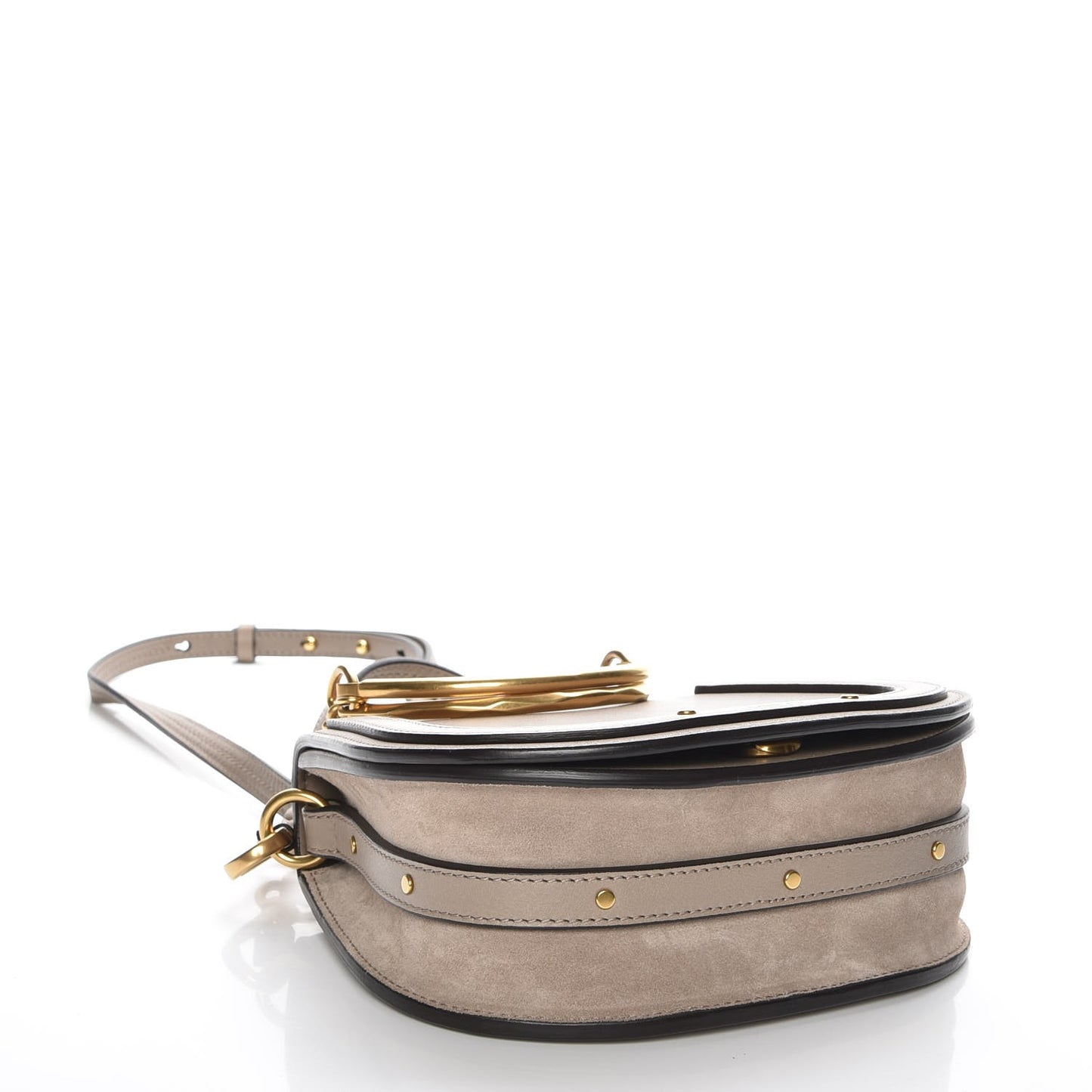 Calfskin Suede Small Nile Bracelet Bag Motty Grey