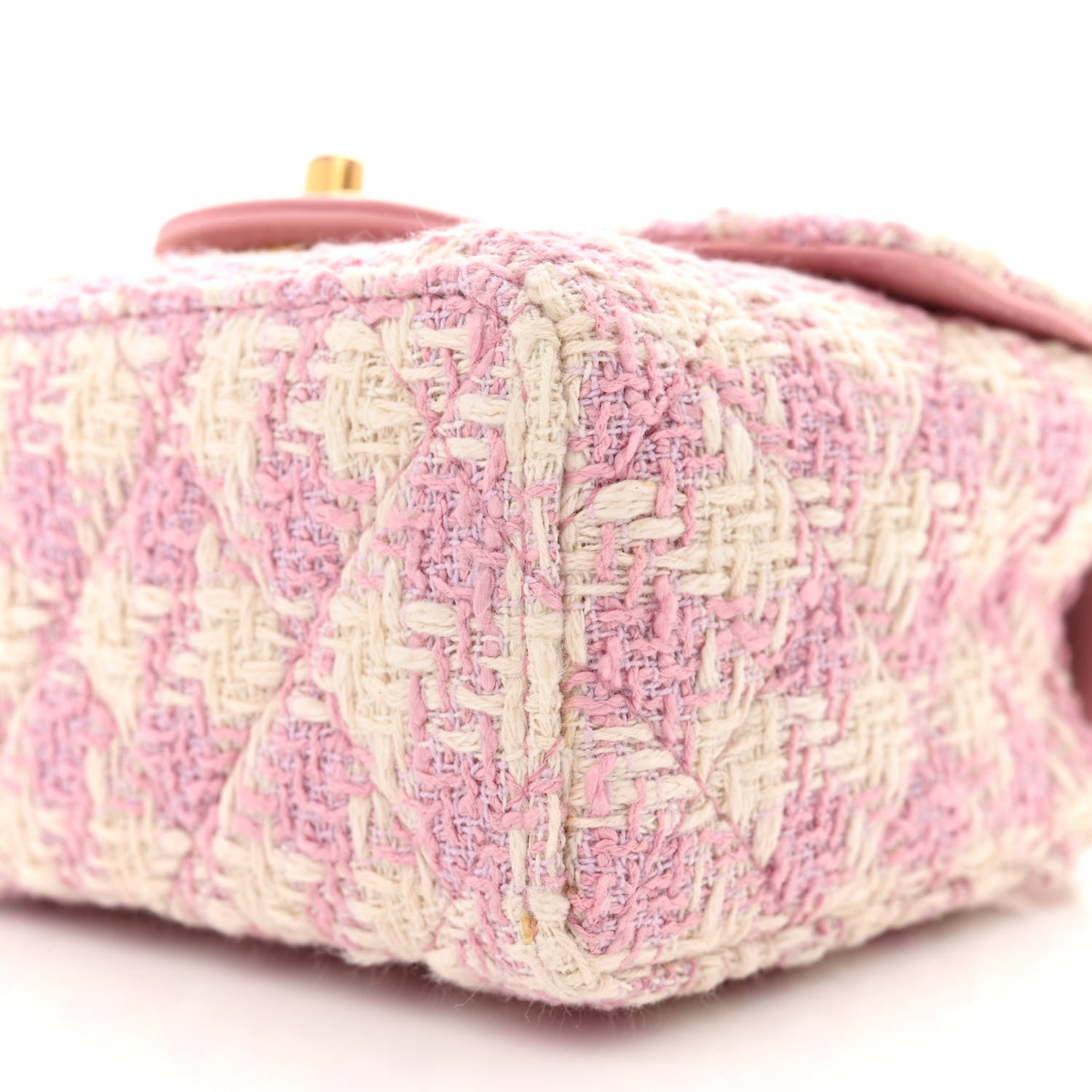 Chanel Tweed Handle Crush Top Handle Flap Bag Pink Ecru 11 of 14