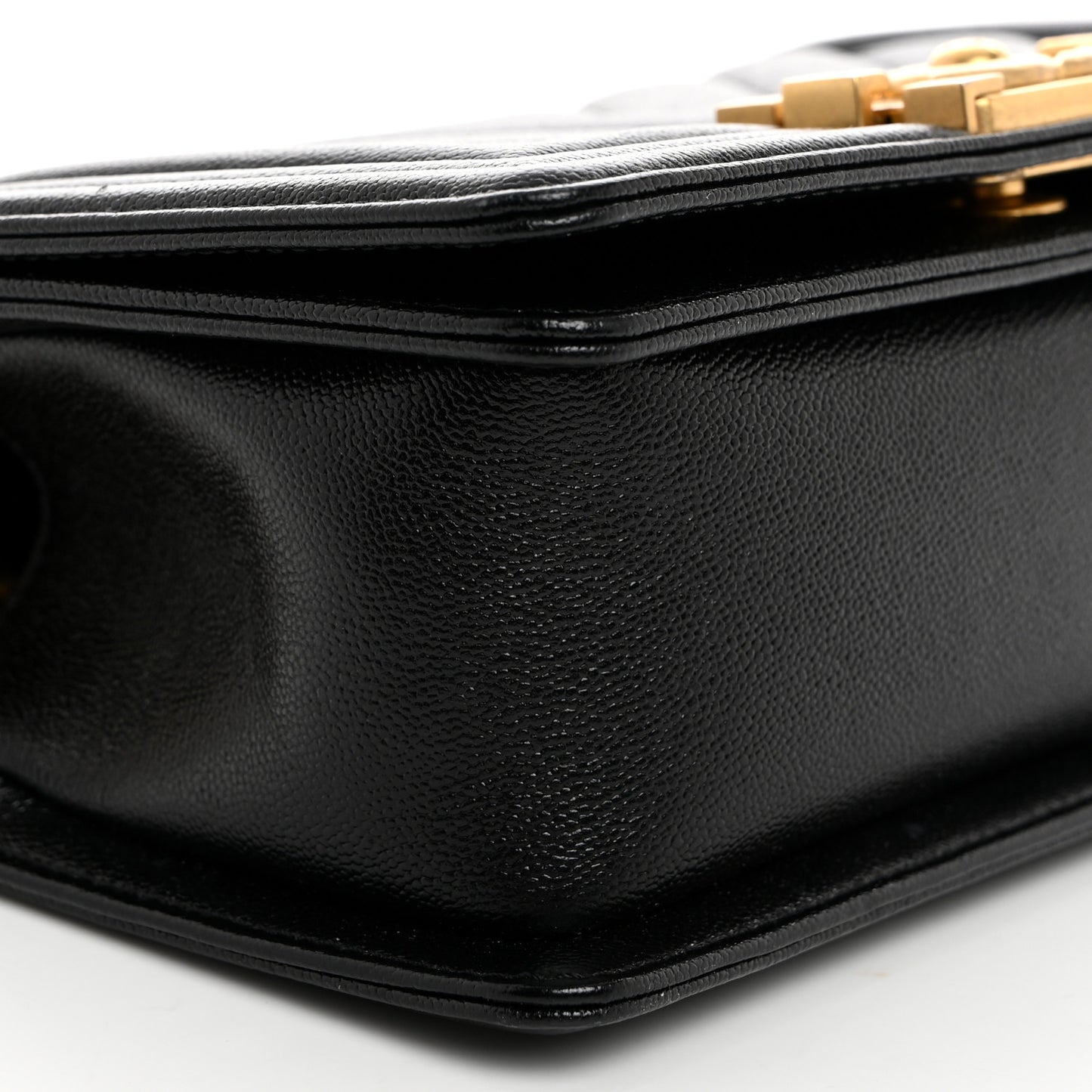 Caviar Chevron Quilted Small Boy Flap Black