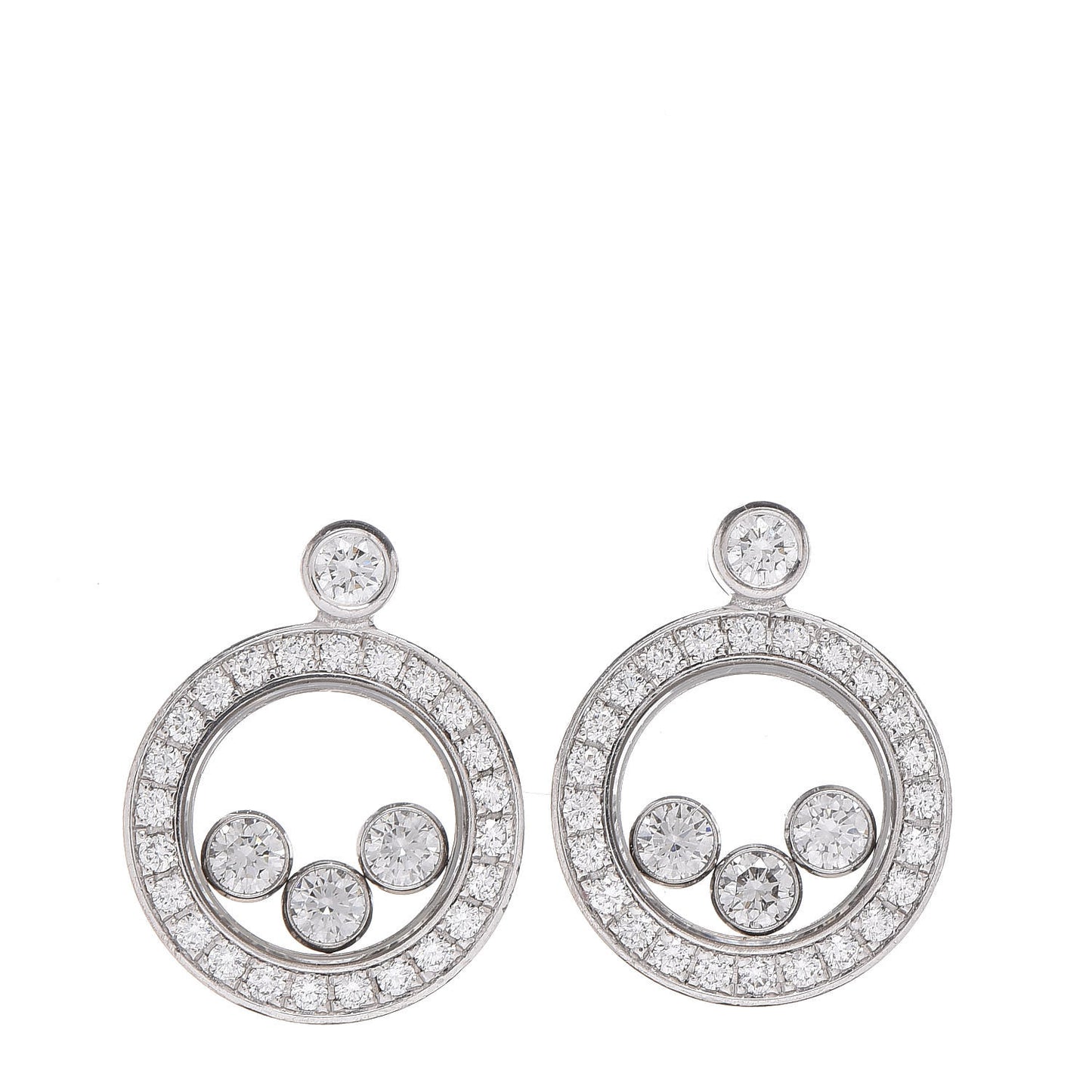 18K White Gold Happy Diamonds Icons Drop Earrings