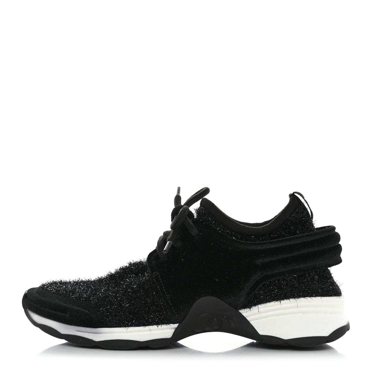 Stretched Fabric Velvet CC Womens Sneakers Black