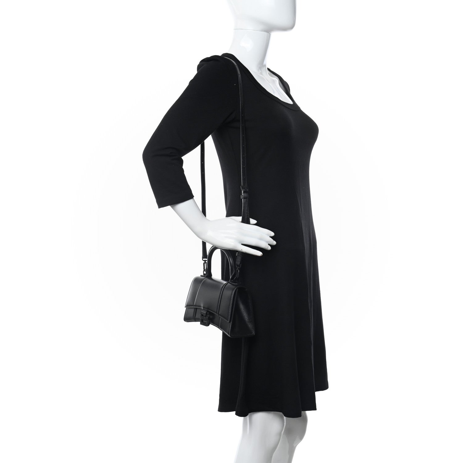 Balenciaga Shiny Box Calfskin Strass Hourglass Top Handle Bag XS Black 2 of 9