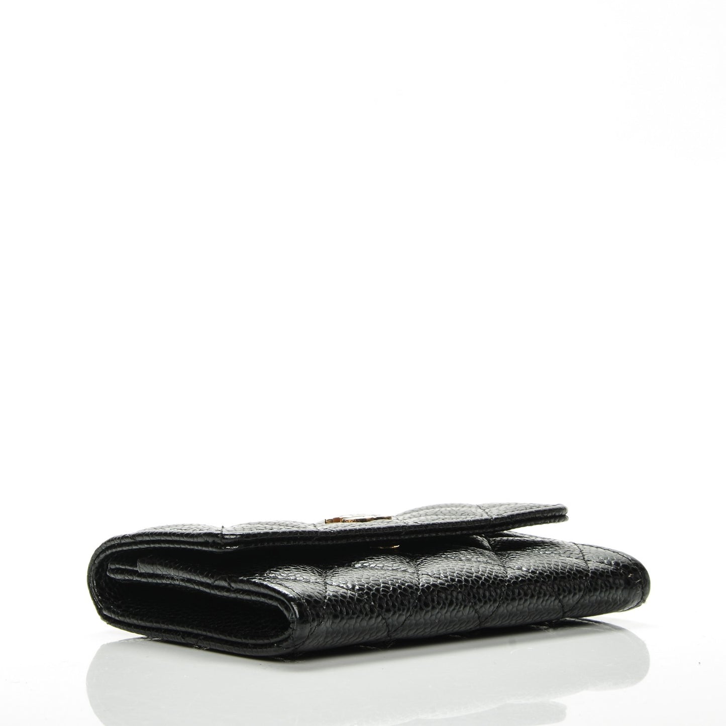 Caviar Quilted Flap Card Holder Black