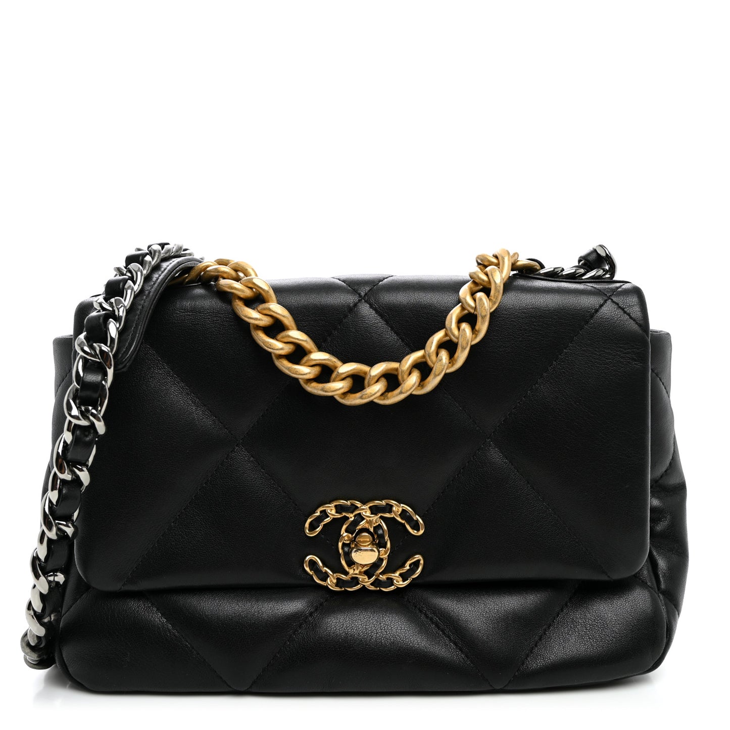 Lambskin Quilted Medium Chanel 19 Flap Black