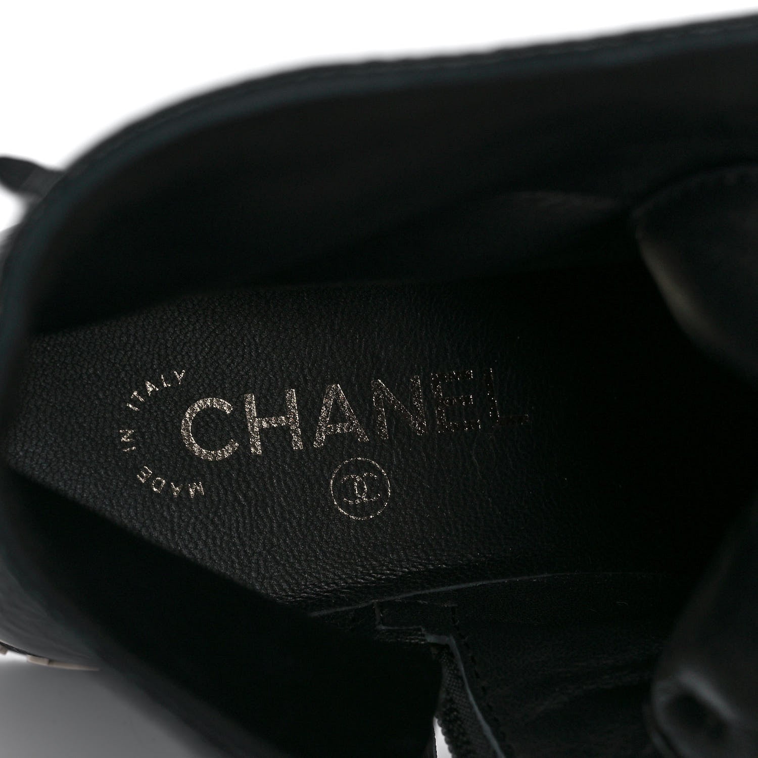 Chanel Shiny Crumpled Lambskin Lace Up Combat Boots 39.5 Black 8 of 10