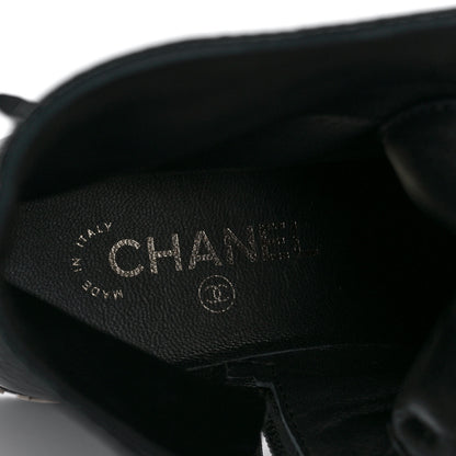 Chanel Shiny Crumpled Lambskin Lace Up Combat Boots 39.5 Black 8 of 10