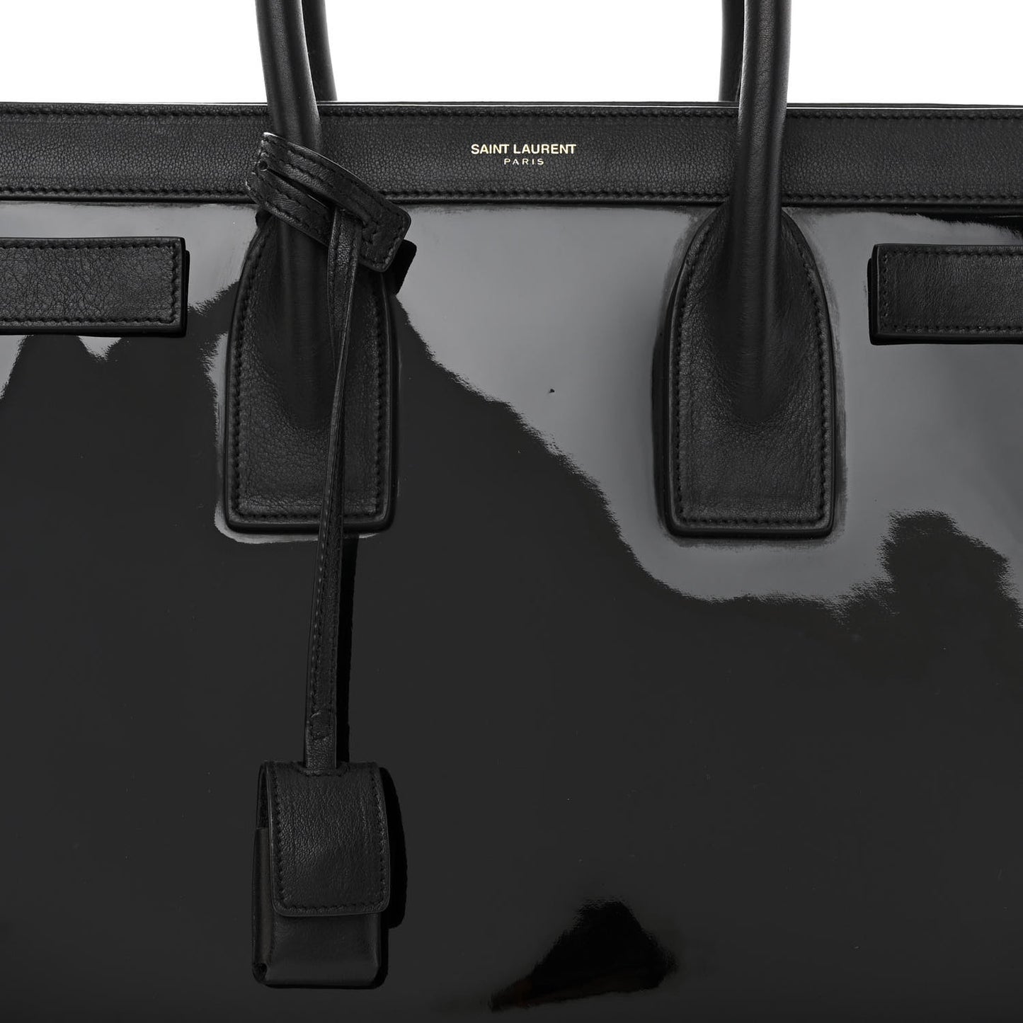 Patent Calfskin Small Sac de Jour Black