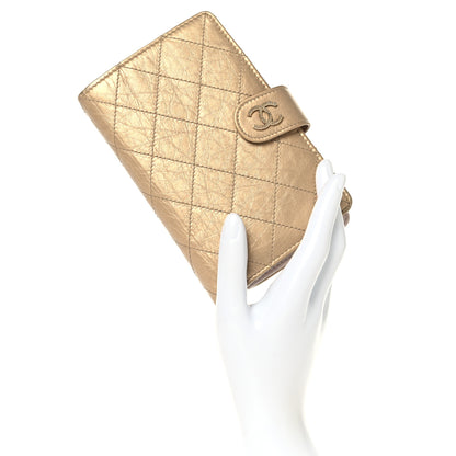 Chanel Metallic Calfskin Quilted Brilliant Zipped Pocket Wallet Gold 2 of 11