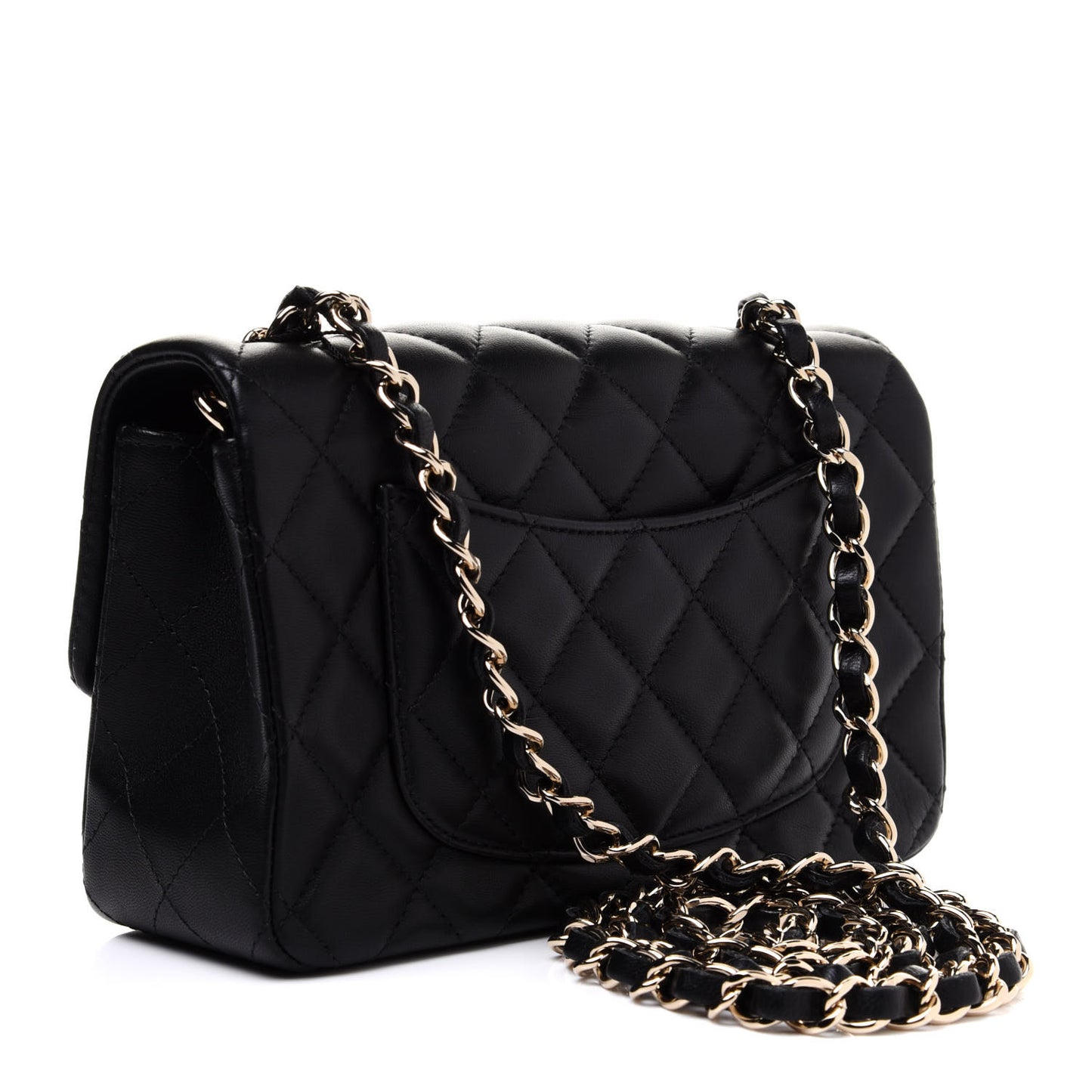 Lambskin Quilted Mini Rectangular Flap Black