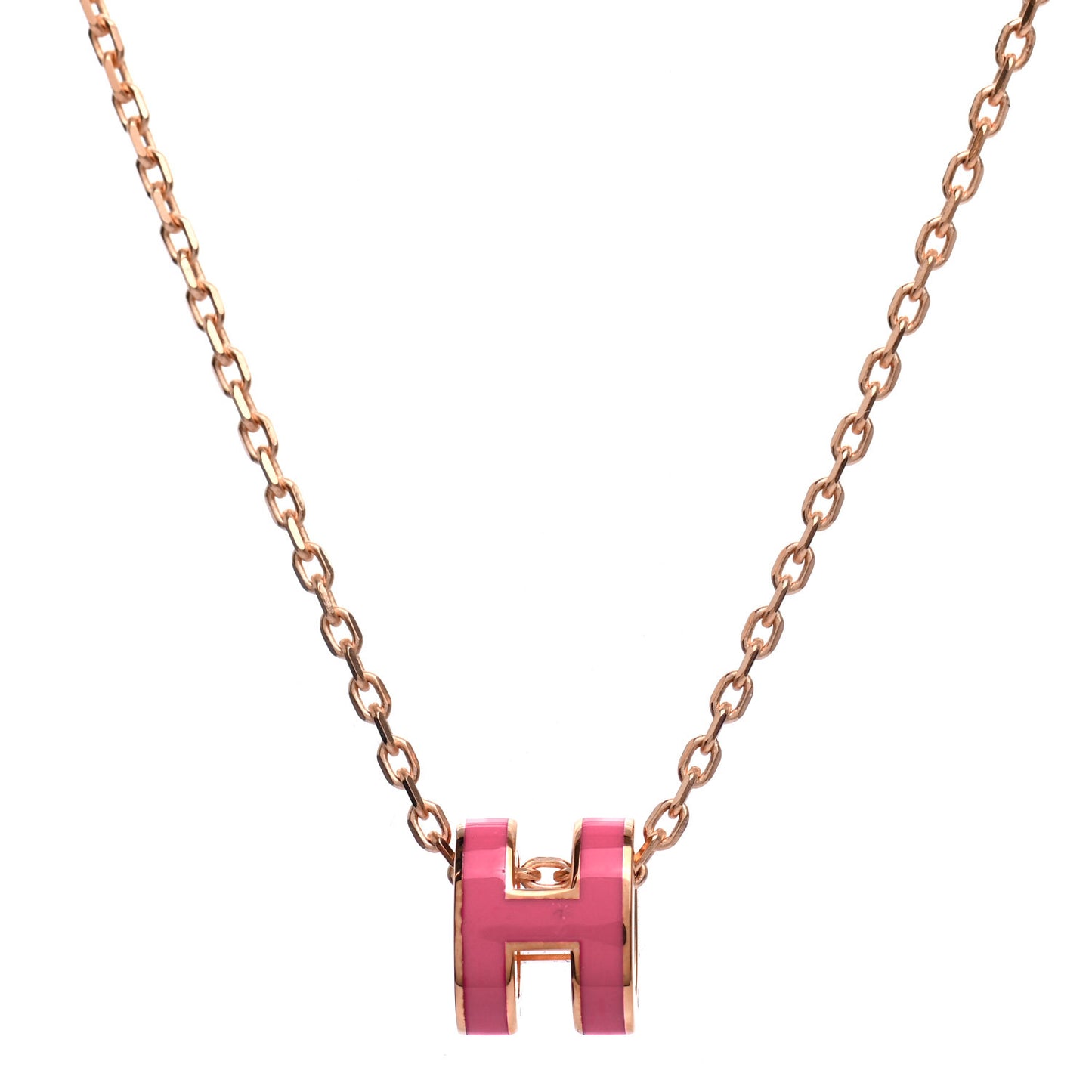 Lacquered Rose Gold Mini Pop H Pendant Necklace Rose Azalee