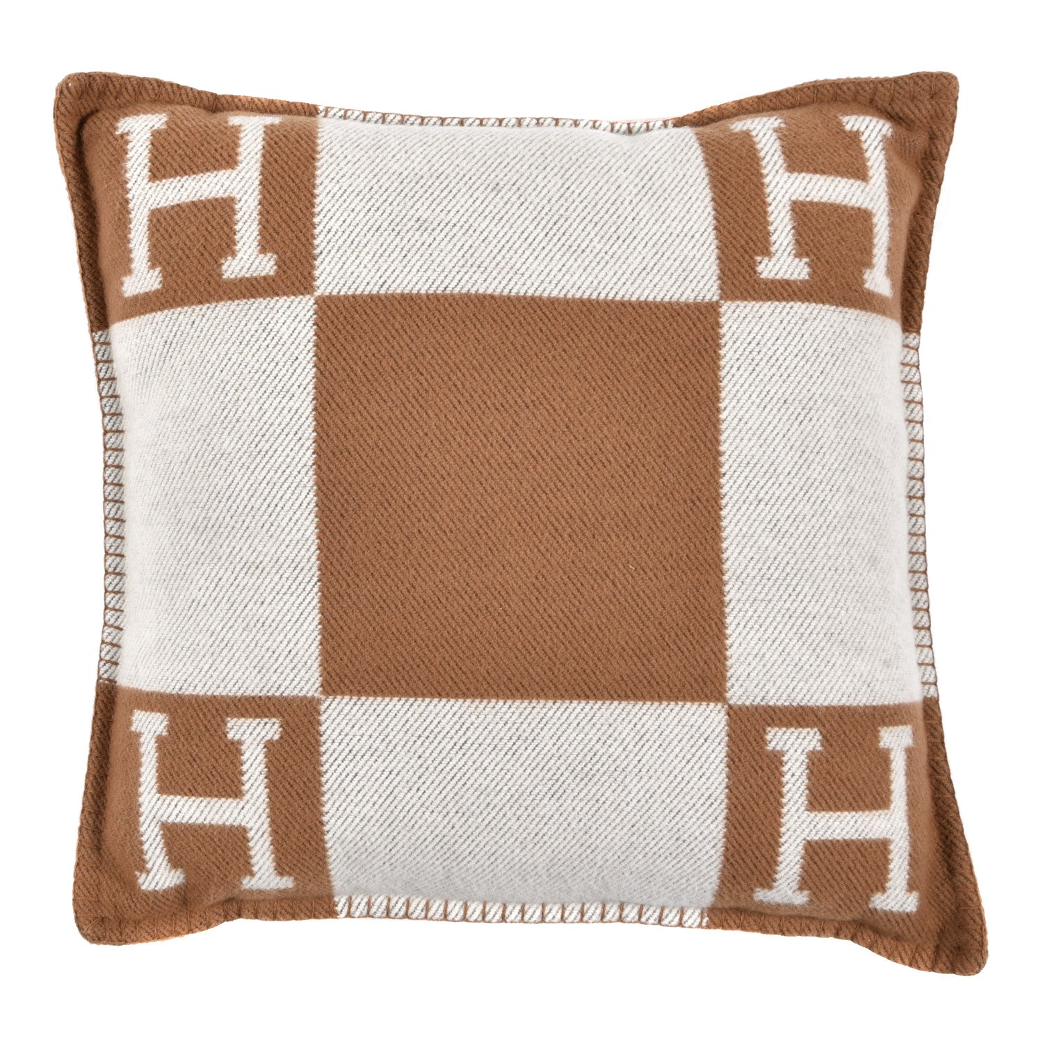Hermes Wool Cashmere Avalon Pillow PM Ecru Camel 1 of 3