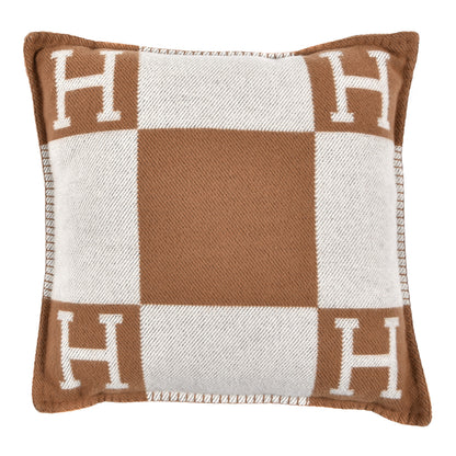 Hermes Wool Cashmere Avalon Pillow PM Ecru Camel 1 of 3