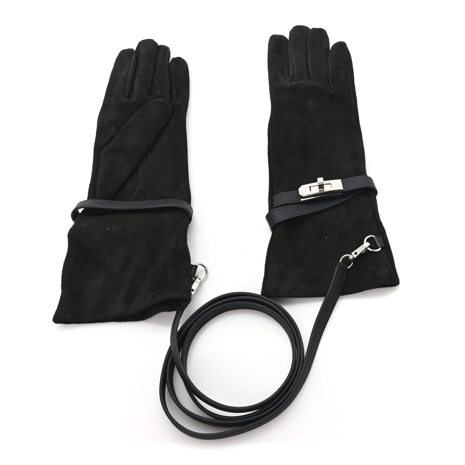 Hermes Suede Lambskin Swift Jade Kelly Lock Gloves Black 1810190 Hermes Suede Lambskin Swift Jade Kelly Lock Gloves Black 1810190