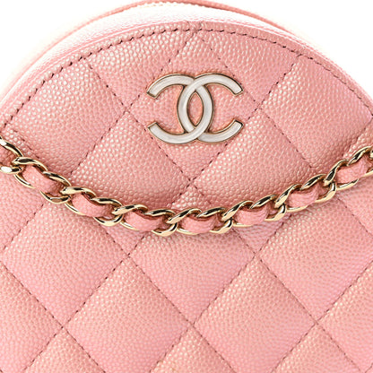 Chanel Iridescent Caviar Resin Quilted Round Clutch With Chain Pink 8 of 10