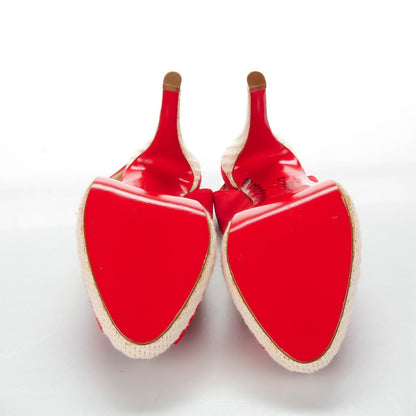 Christian Louboutin Suede YoYo Zeppa 120 Platform Slingback Peep Toe Pumps 36.5 Red 5 of 8