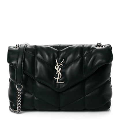 Saint Laurent Lambskin Quilted Toy Loulou Puffer Monogram Chain Satchel Deep Green 1 of 11