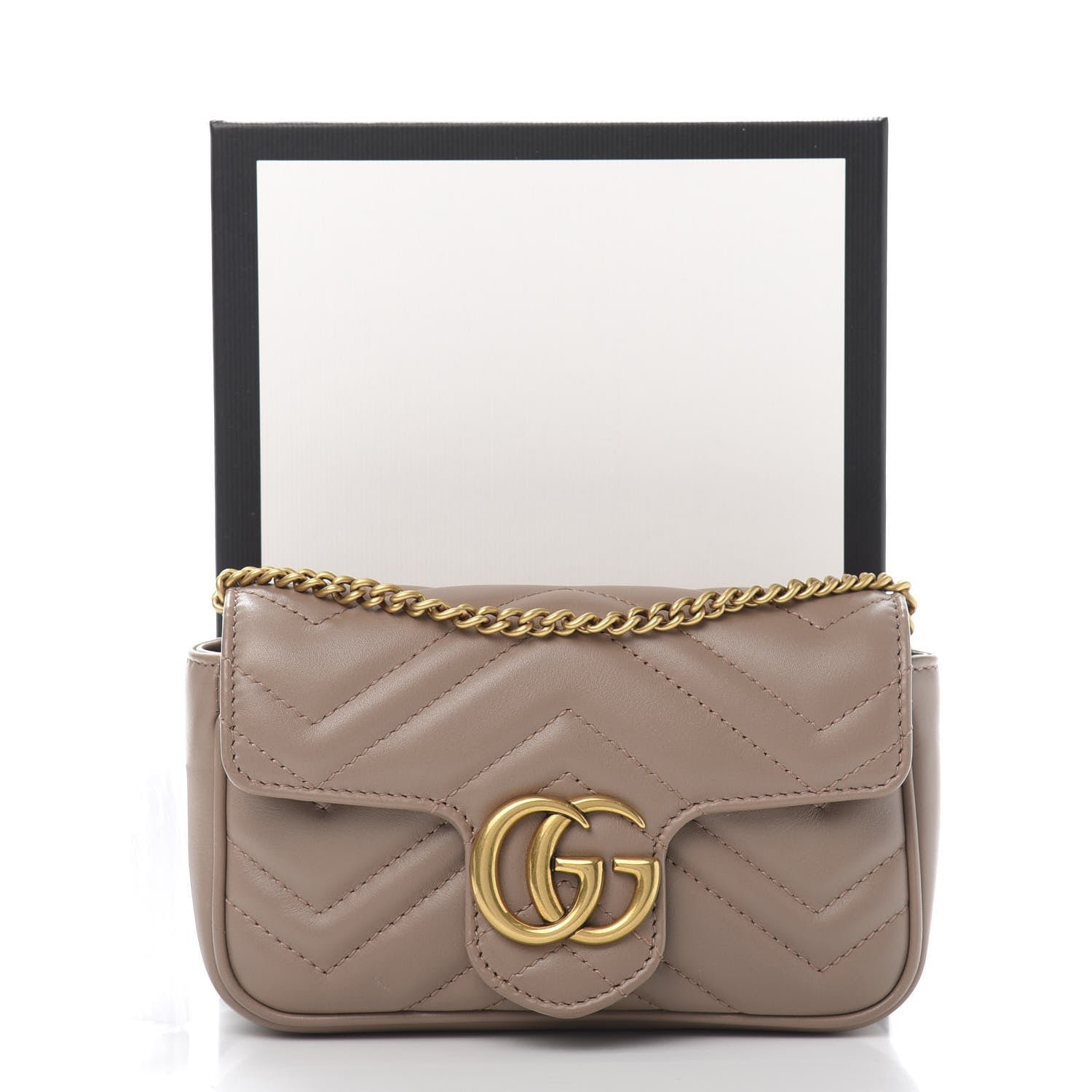 Gucci Calfskin Matelasse Super Mini GG Marmont Shoulder Bag Porcelain Rose 10 of 10