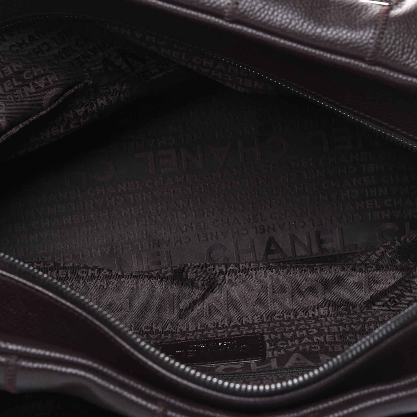 Caviar Square Stitched Large Satchel Dark Brown