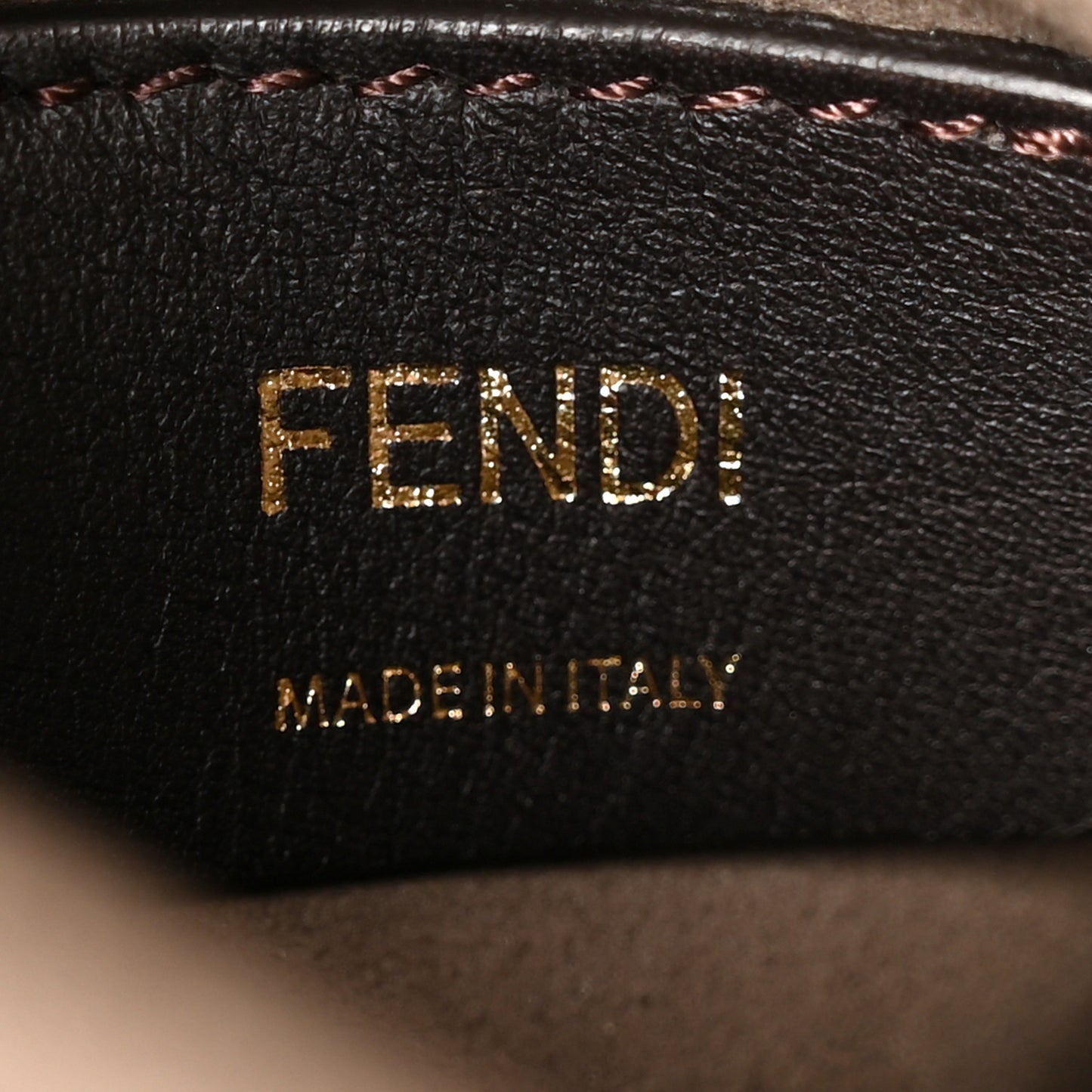 Glazed Fabric Vitello Grace F is Fendi FF 1974 Stamp Patch Grande Mon Tresor Bucket Bag Mogano Panna Black