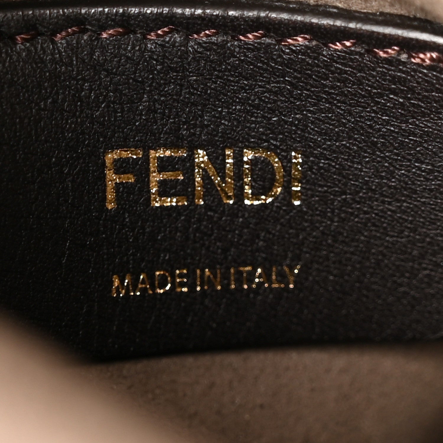 Fendi Glazed Fabric Vitello Grace F is Fendi FF 1974 Stamp Patch Grande Mon Tresor Bucket Bag Mogano Panna Black 7 of 12