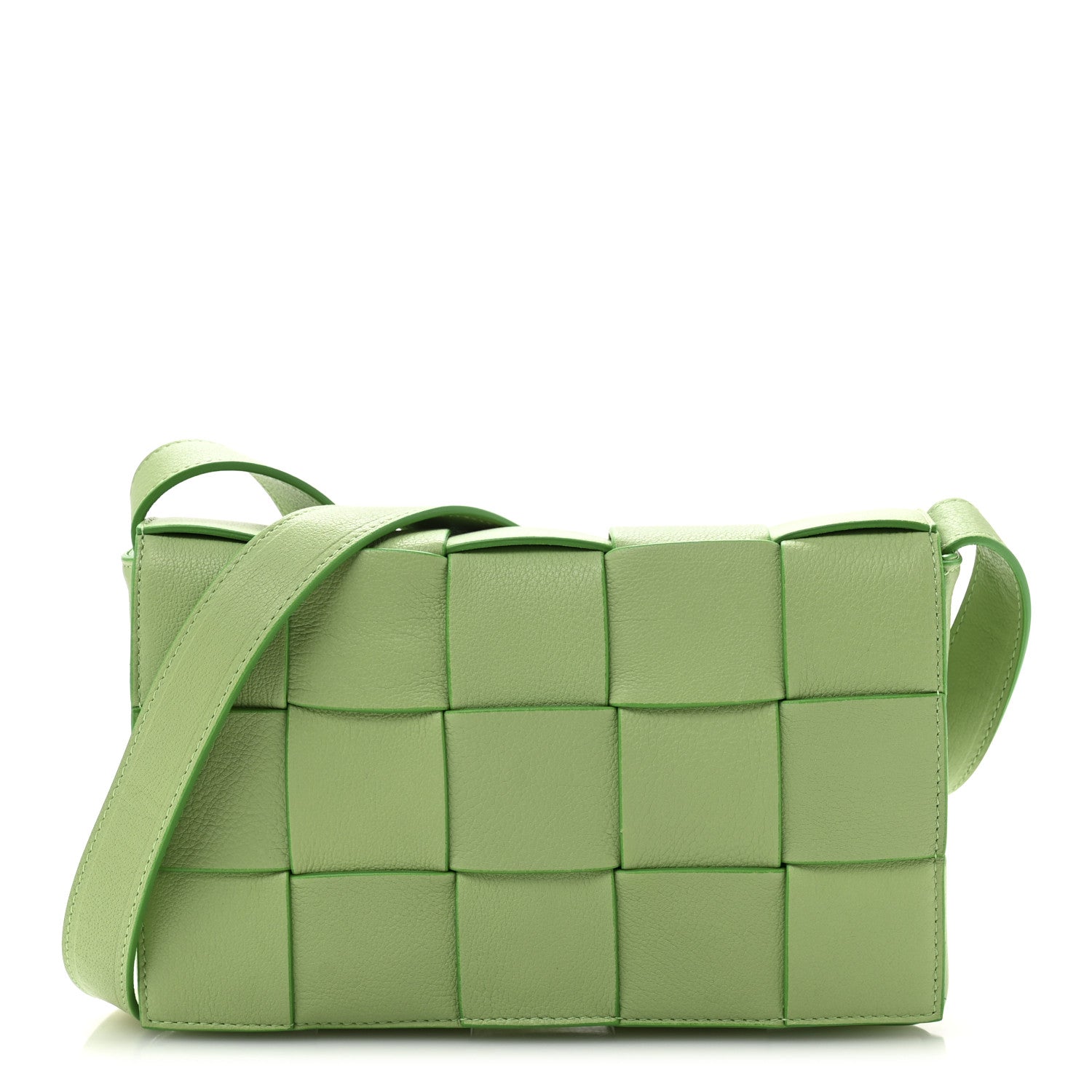 Bottega Veneta Grained Calfskin Maxi Intrecciato Cassette Crossbody Bag Pistachio 1 of 11
