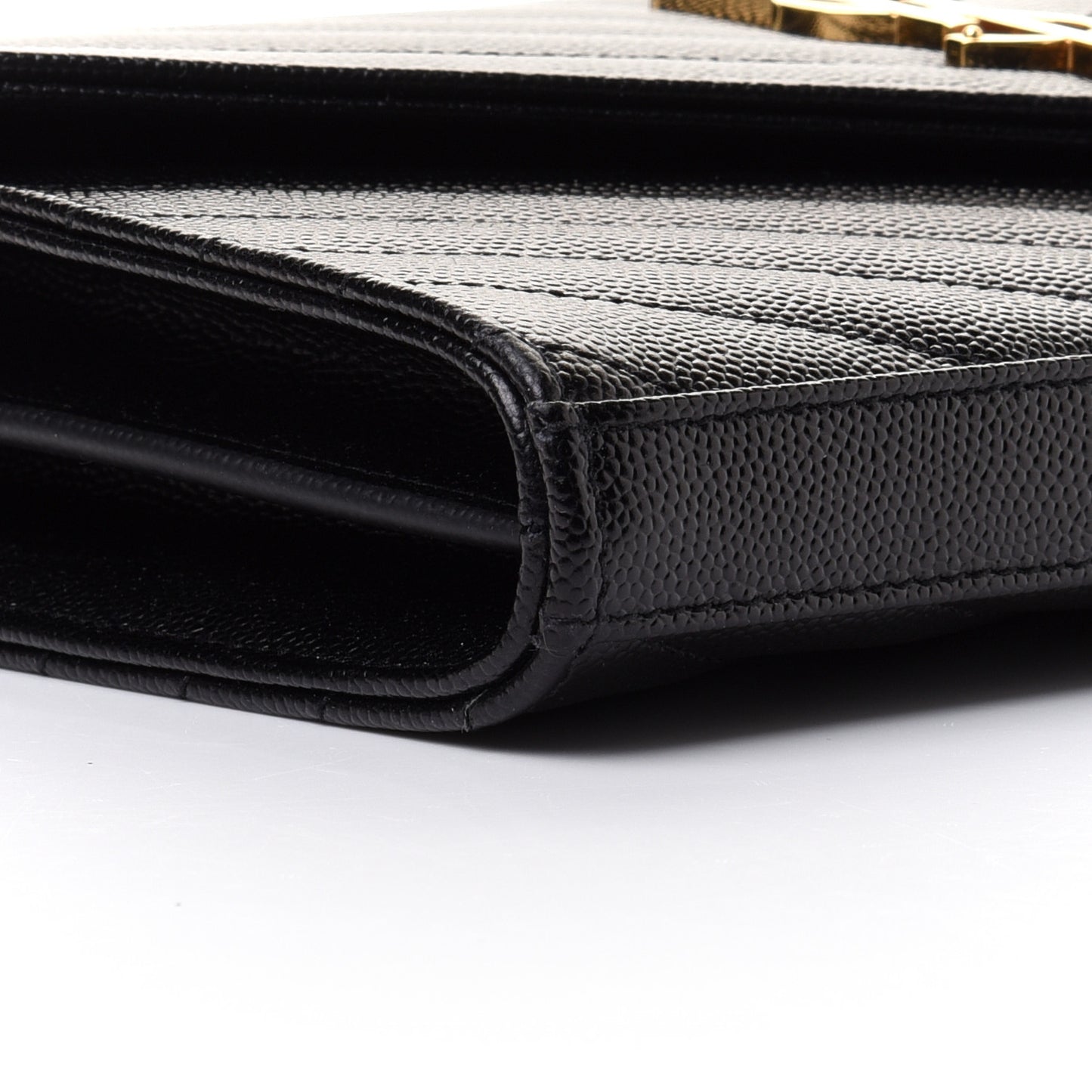 Grain De Poudre Matelasse Chevron Monogram Chain Wallet Black