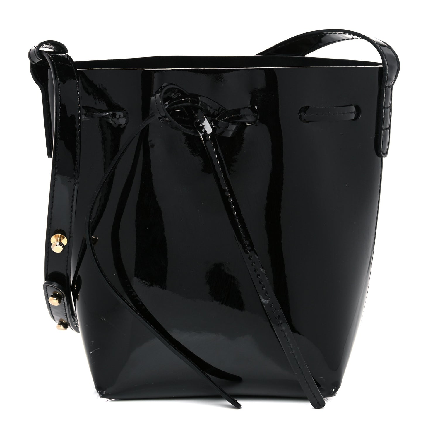 Patent Calfskin Mini Mini Bucket Bag Black