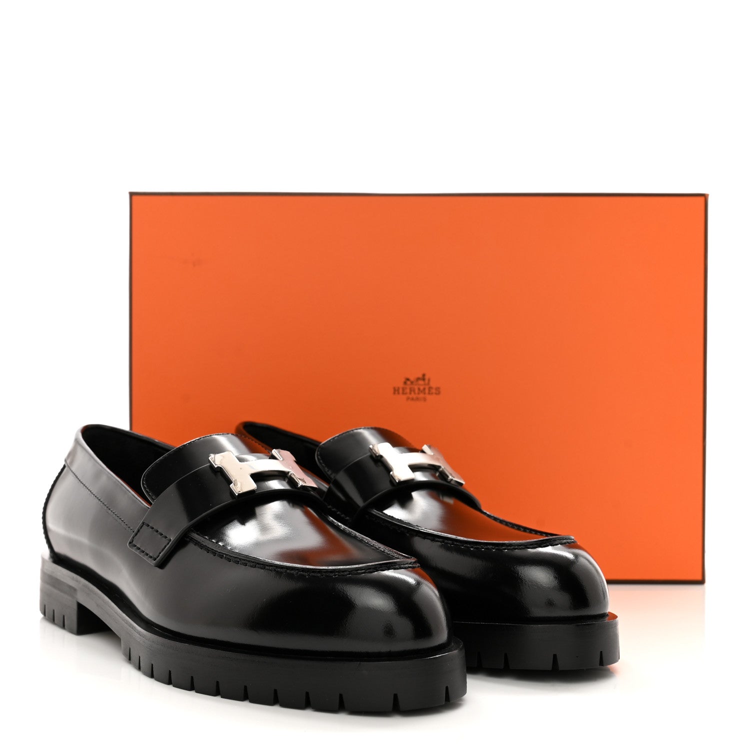 Hermes Calfskin Womens Faubourg Loafers 36 Black 9 of 9
