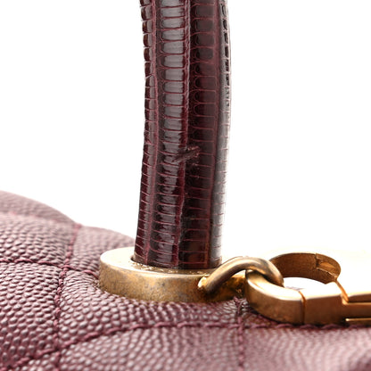 Chanel Caviar Lizard Embossed Quilted Small Coco Handle Flap Burgundy 12 of 12