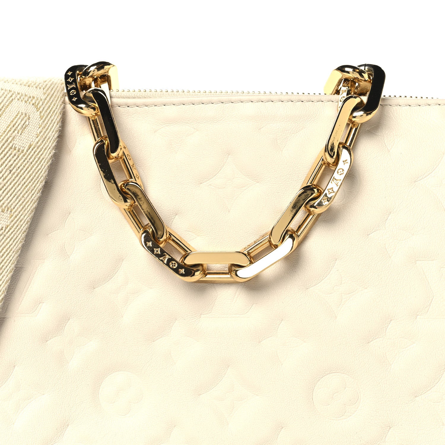 Louis Vuitton Lambskin Embossed Monogram Coussin PM Beige Cream 9 of 13