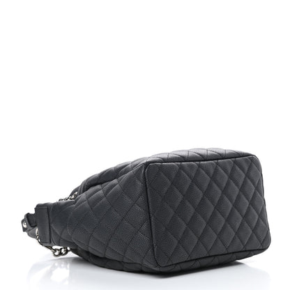 Chanel Caviar Flat Quilted CC Chain Bucket Drawstring Bag Black 4 of 11
