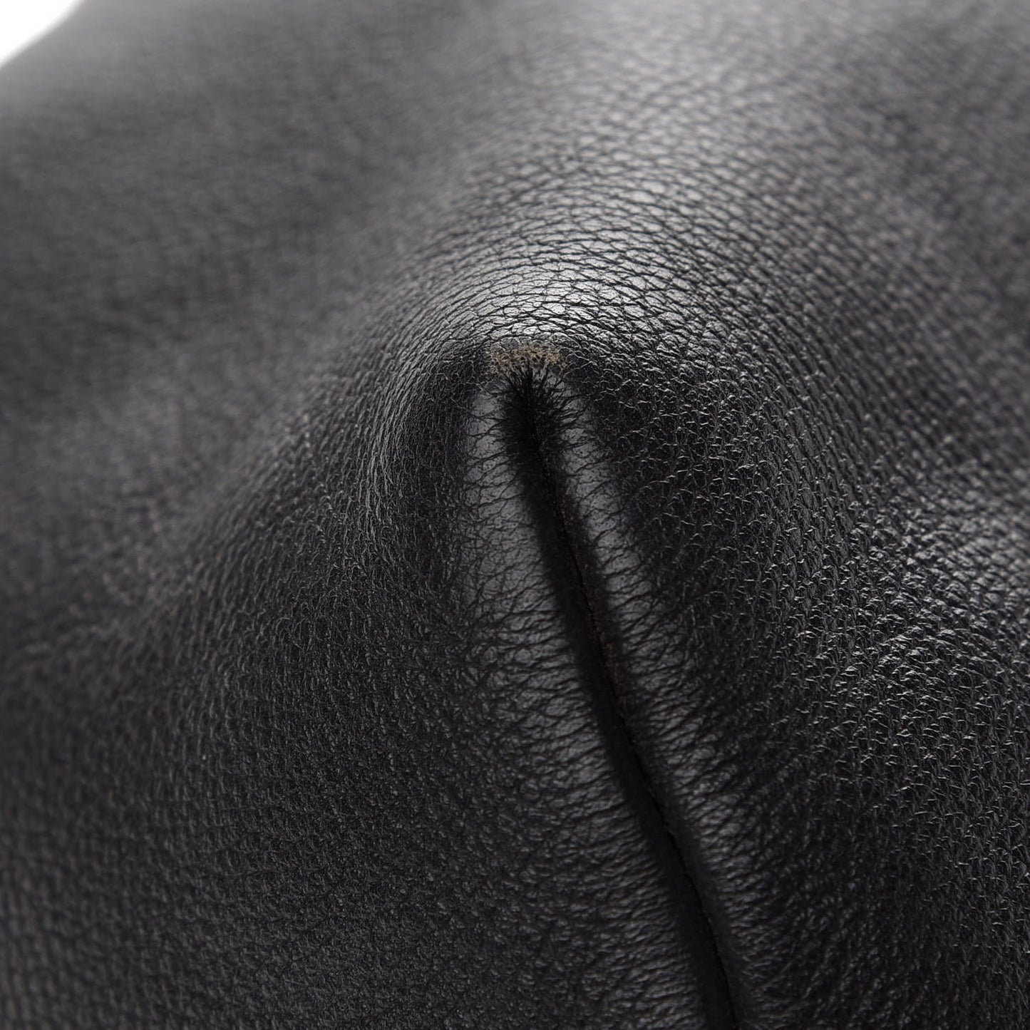 Grained Calfskin CC Drawstring Bucket Bag Black