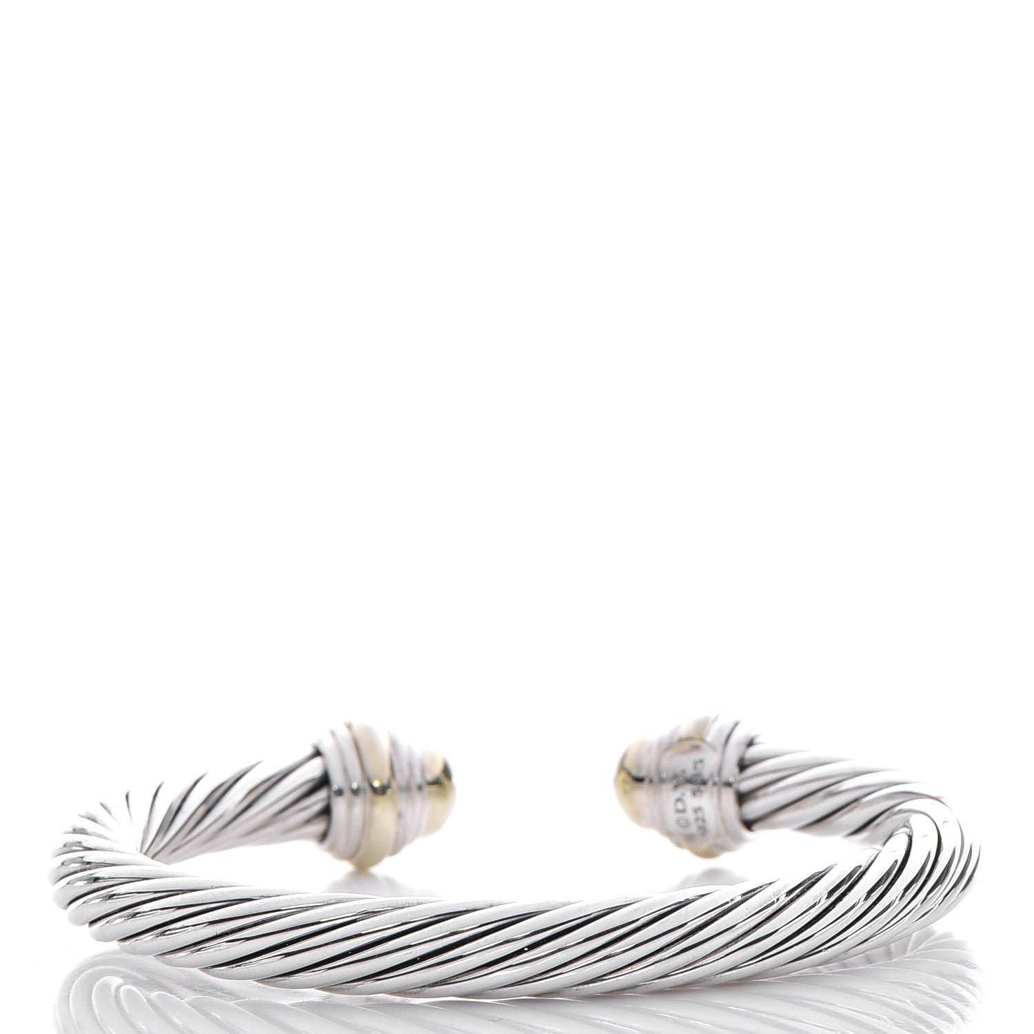 David Yurman Sterling Silver 14K Yellow Gold 7mm Cable Classics Bracelet 3 of 4
